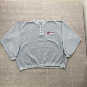 Vintage Cleveland indians henley sweatshirt mens 2XL Gray 1990s MLB starter